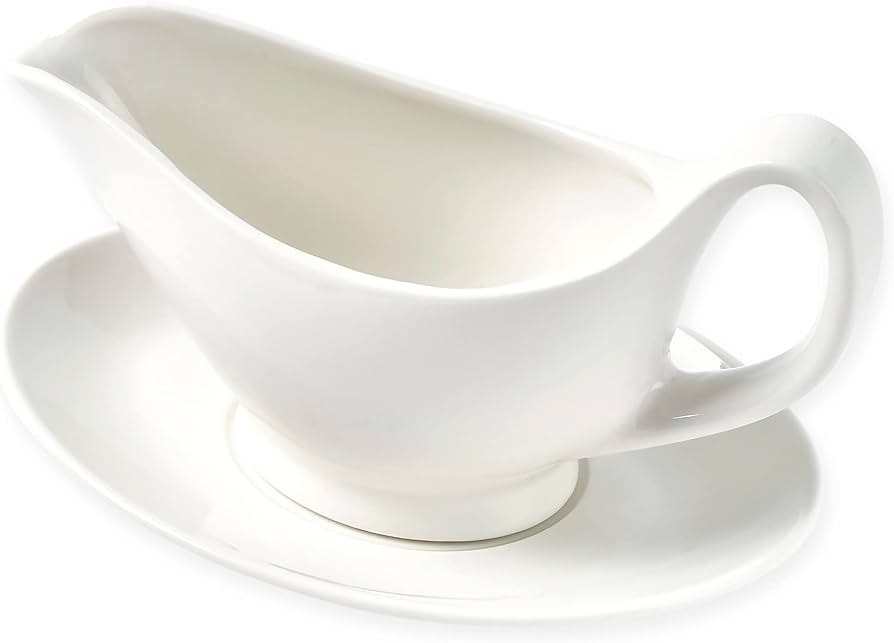 Amazon.com | Dinnerlit Gravy Boat with Saucer - 16oz Fine