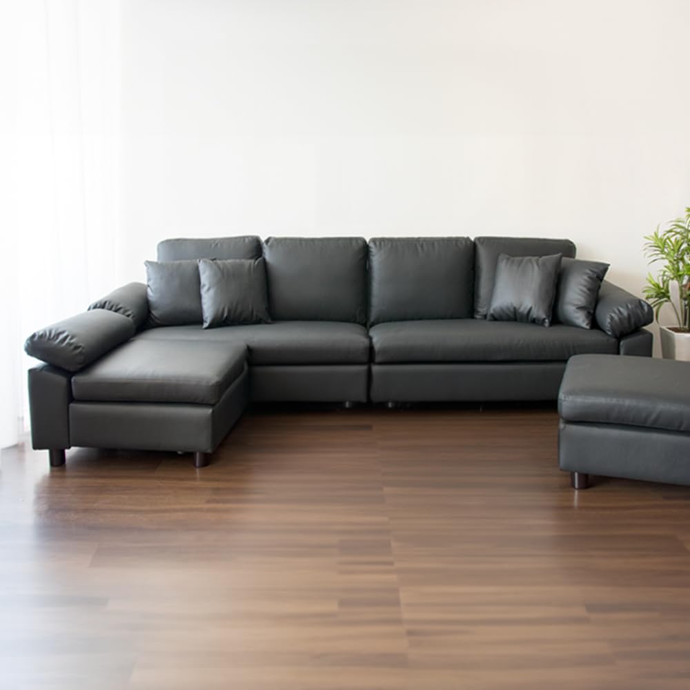 Amazon｜アイリスプラザ ソファ 4人掛け カウチソファ レザー ゆったり