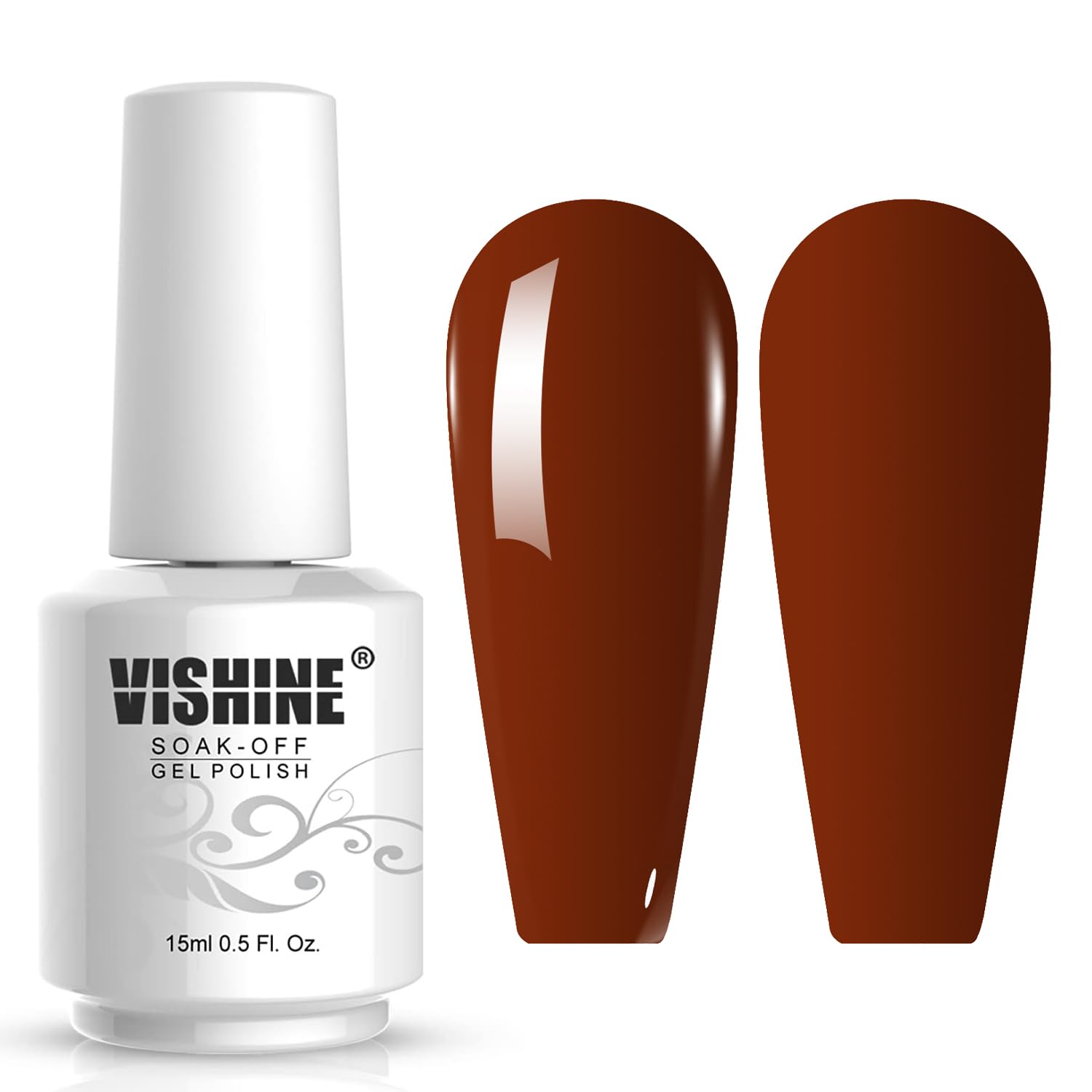 Vishine Gel Nail Polish 15ml, Deep Orange Pumpkin Color Soak Off