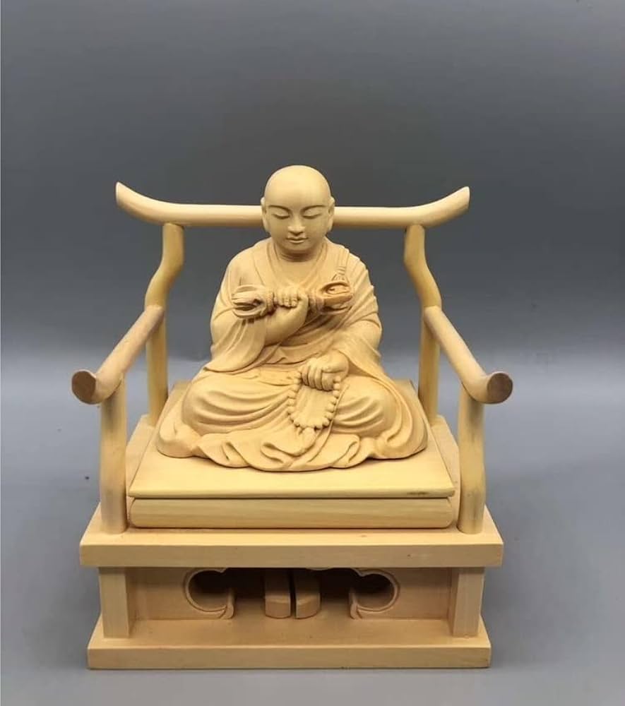 弘法大師坐像 空海 お大師さま 2.5寸#027 ◇白檀 木彫 仏像 弘法大師