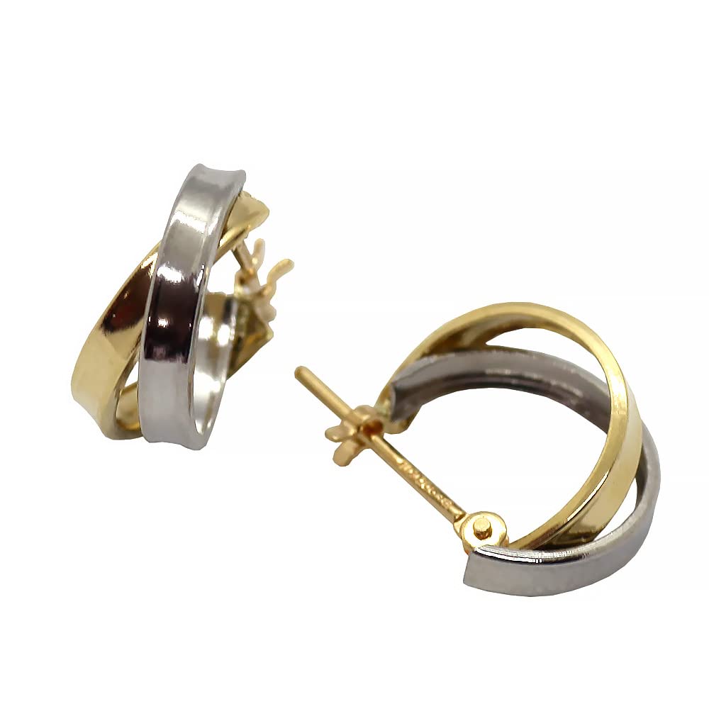 Amazon | K18&PT 2連フープピアス 6mm×10mm コンビカラー 角溝 遮断式