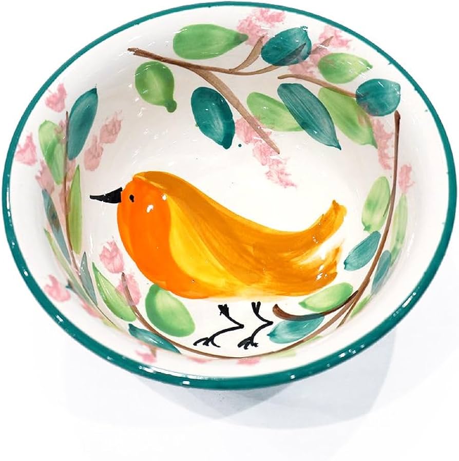 双鳥文様 陶器皿 スペイン製 木箱付き