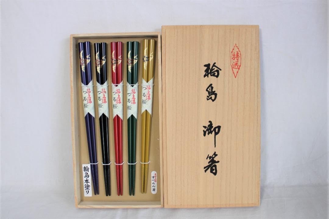 Amazon.co.jp: 【カトラリー】輪島塗 お箸 つる桜 蒔絵 5膳 桐箱付