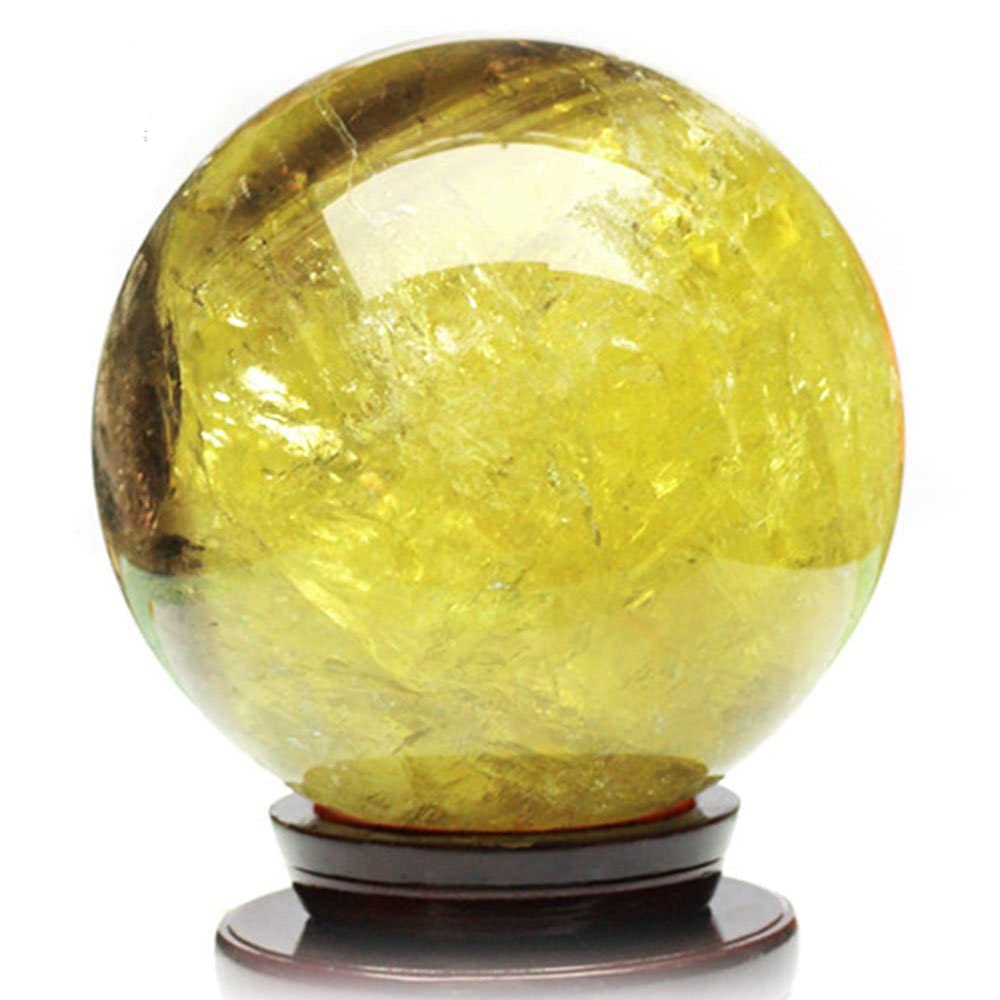 Amazon.co.jp: シトリン 丸玉 黄水晶 Citrine 虹入りシトリン 原石