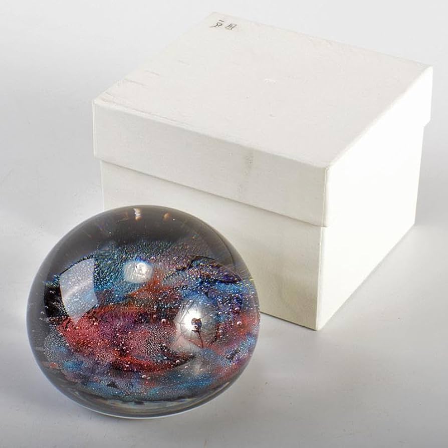 工芸ガラスガラス作家戸田晶子作吹きガラスエナメル絵付置物VR6826