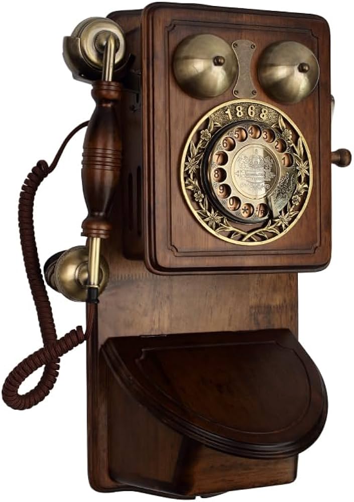 Amazon | ビンテージ固定電話、レトロな壁掛け電話機、コード付き