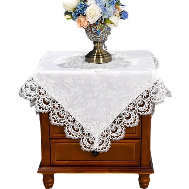 ヴィンテージ キャビンレースホワイト40✖️75テーブルセンター時代