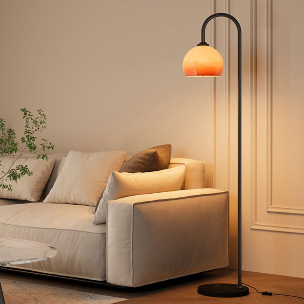 Amazon.co.jp : オレンジガラスシェードフロアランプ モダンな雰囲気の