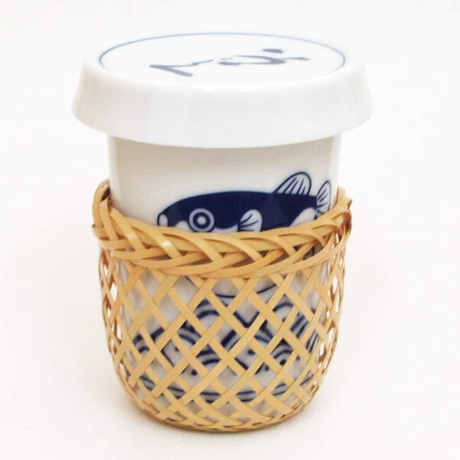 Amazon.co.jp: ひれ酒カップ 竹製ハカマ付き 180cc 波ふぐ ヒレ酒 美濃