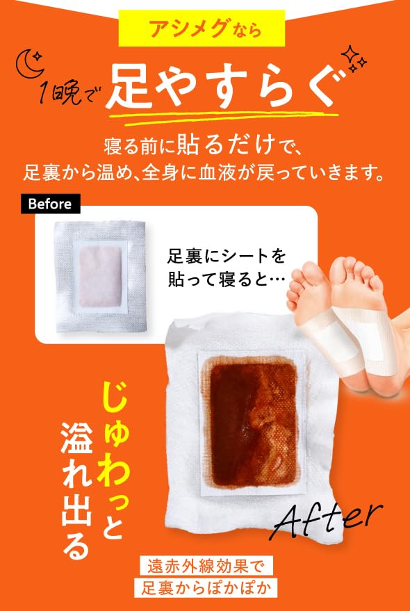Amazon.co.jp: 【足裏シート】遠赤足裏シートアシメグ 2箱セット 1箱