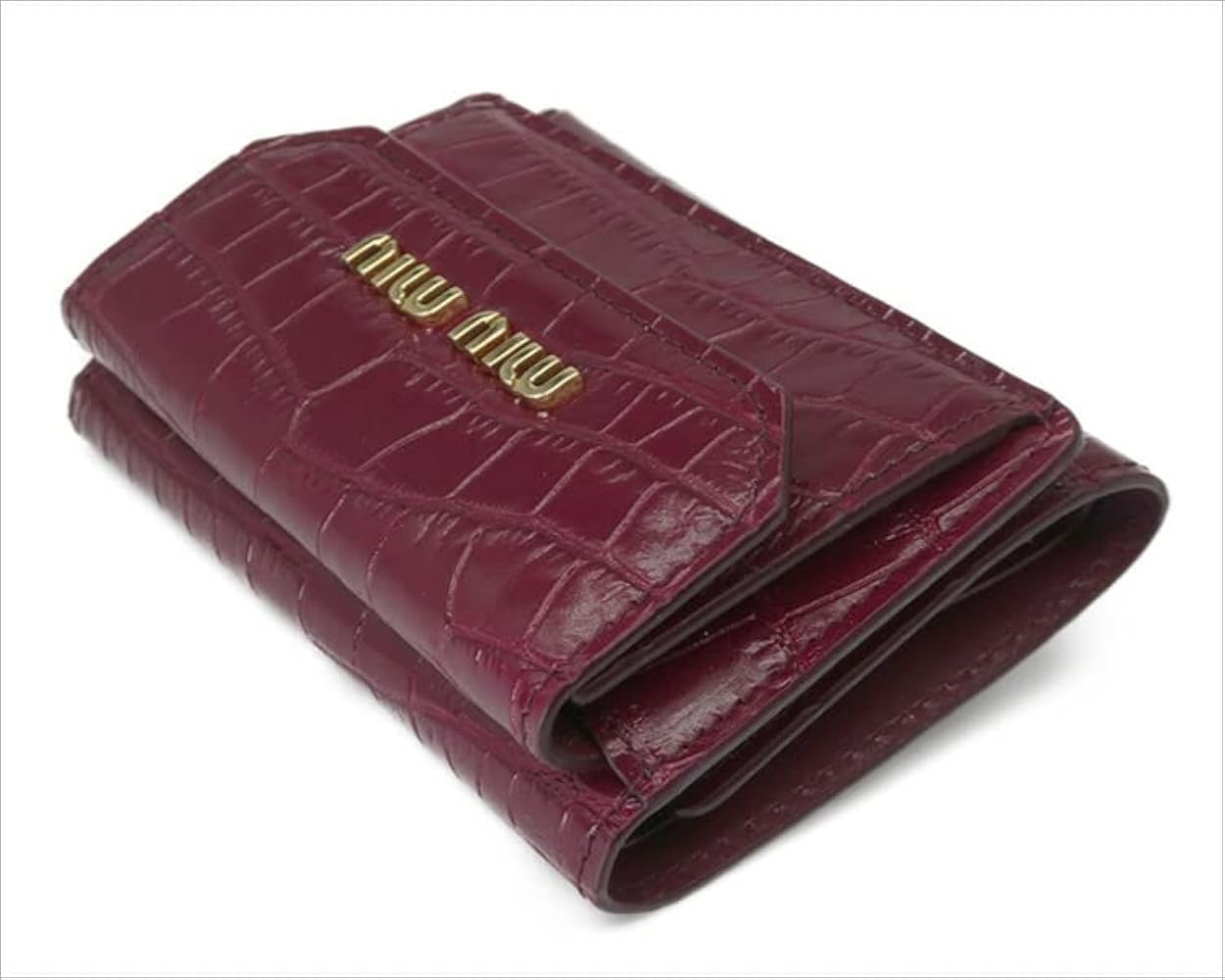 Amazon | MIUMIU クロコダイルプリントレザー 三つ折り 財布 MIUMIU
