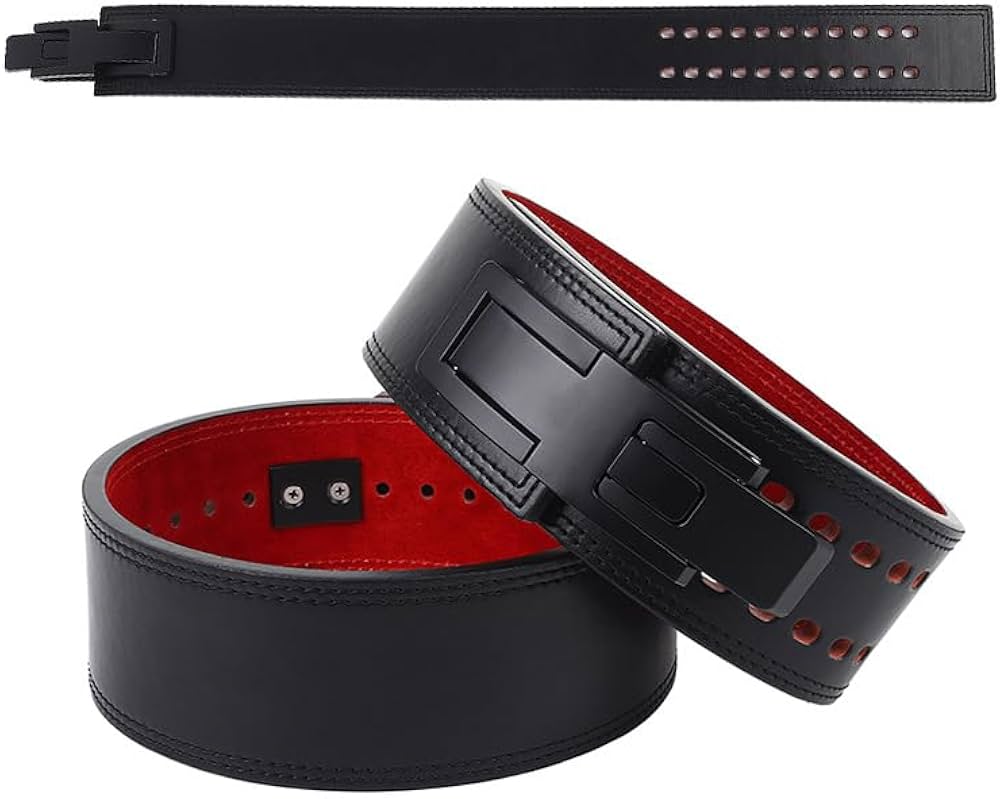 パワーベルト レバーアクション Lサイズ ワンタッチ可変式 本革 緑×艶