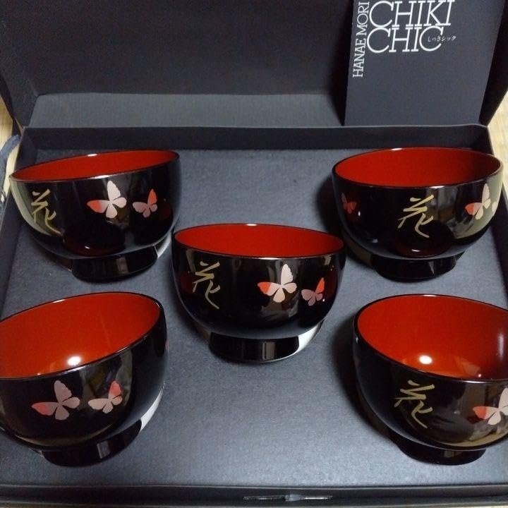 Amazon.co.jp: お椀5客揃え森英恵 汁椀揃え HANAE MORIしっきシック