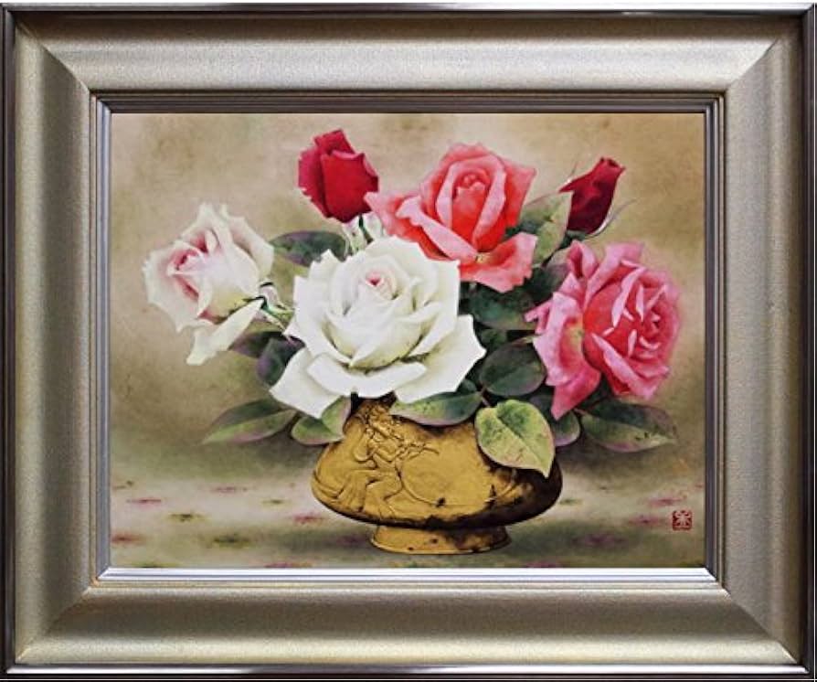 Amazon.co.jp: 小川立夫 『薔薇』 日本画 10号(P10) : ホーム＆キッチン