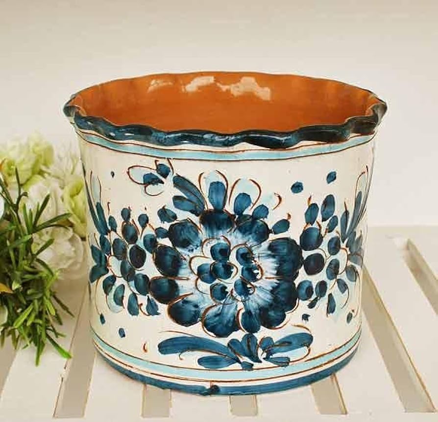 Amazon.co.jp: イタリア プランター 鉢カバー ブルー グラフィート