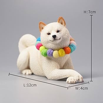 Amazon.co.jp: JXK 地面に伏せる白柴 置物 前足クロス 可愛い