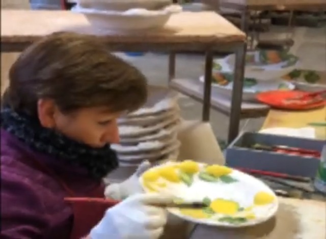 Amazon.co.jp: イタリア製 陶器 レモン オリーブ 柄 サラダボウル