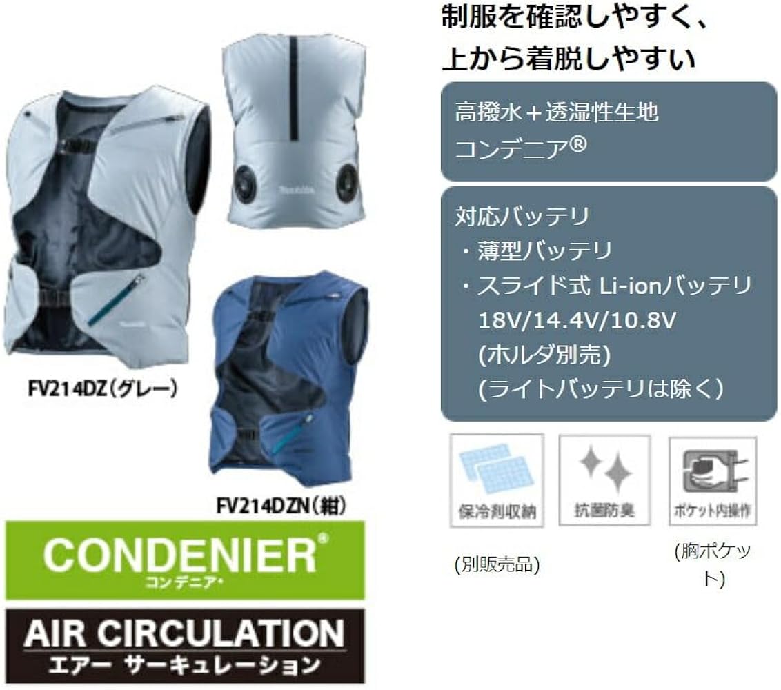 Amazon.co.jp: [マキタ] 充電式スマートファンベスト 本体 (FV214DZFB