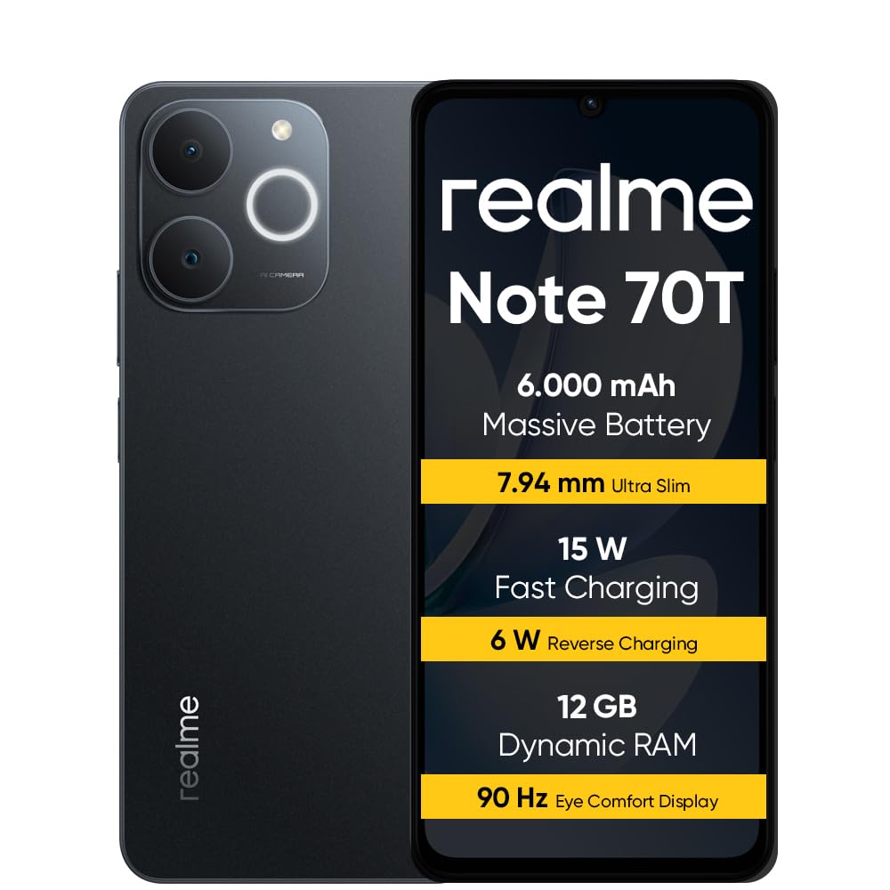 realme Note 70T Smartphone 4+128GB, 6000mAh Battery, 15W Fast