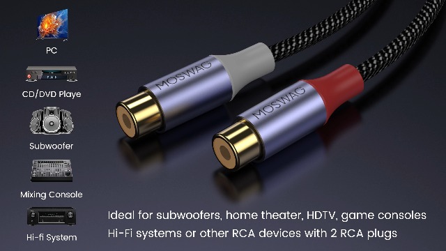 Amazon | MOSWAG RCA ケーブル Y型分岐 RCA分岐ケーブル1オス- 2メス