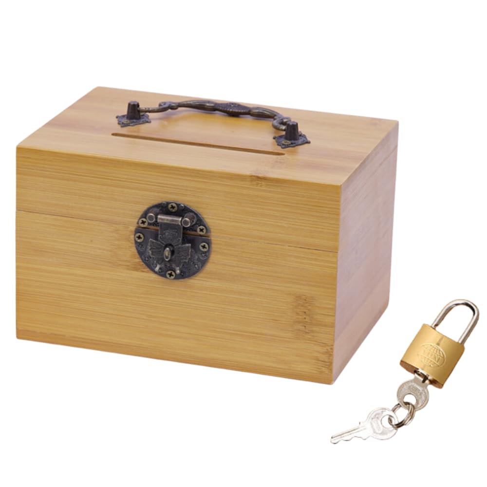 Amazon.co.jp: せんふう 貯金箱 鍵付き 募金箱 賽銭箱 お札 札 硬貨