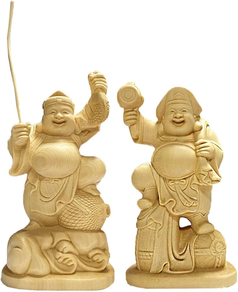 Amazon｜七福神 大黒天 恵比寿 木彫り 桧木製 金運 開運 風水グッズ