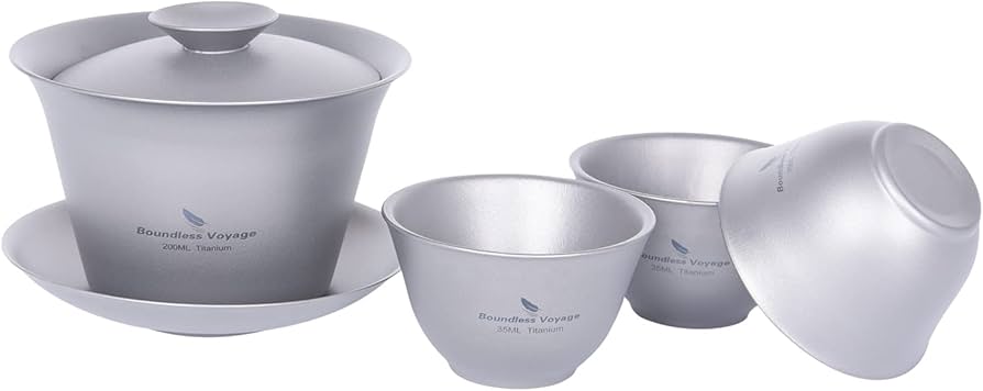 Amazon.co.jp: Boundless Voyage チタン 蓋碗 湯呑み 中国茶器セット