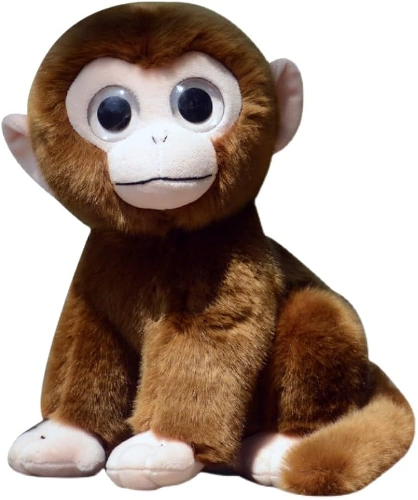 Amazon.co.jp: シミュレーションかわいい大きな目の猿の人形グレー