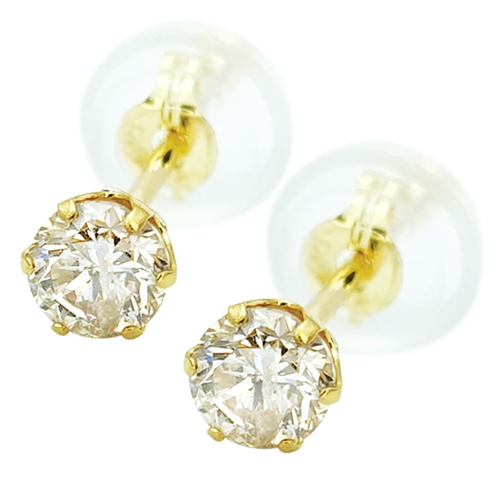 Amazon | 計0.3ct K18 天然ダイヤモンドピアス 六本爪 18金 ダイヤ
