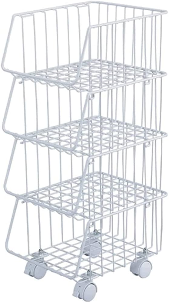 Amazon.co.jp: 下村企販 ワゴン キッチンスタッキングバスケット 4段
