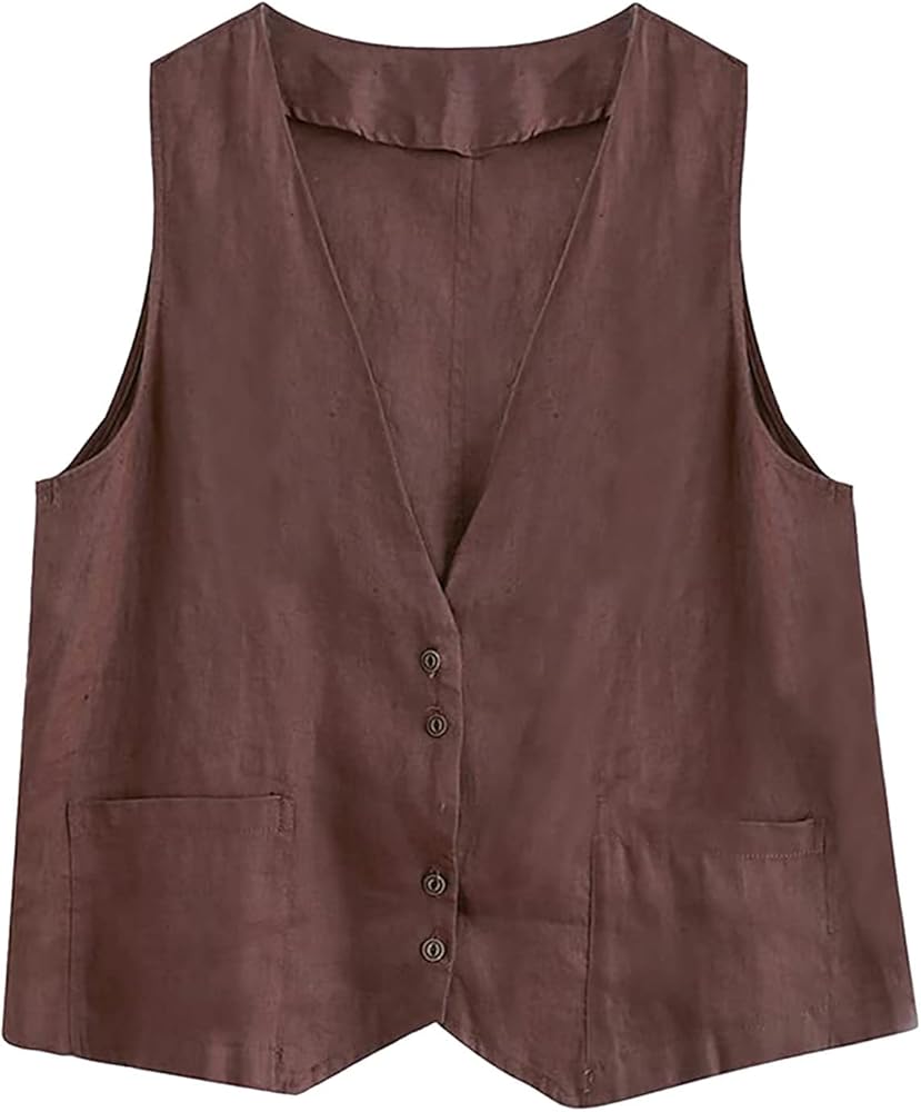 COTECRAM 2025, Womens Vest Lightweight Dressy Sleeveless Button