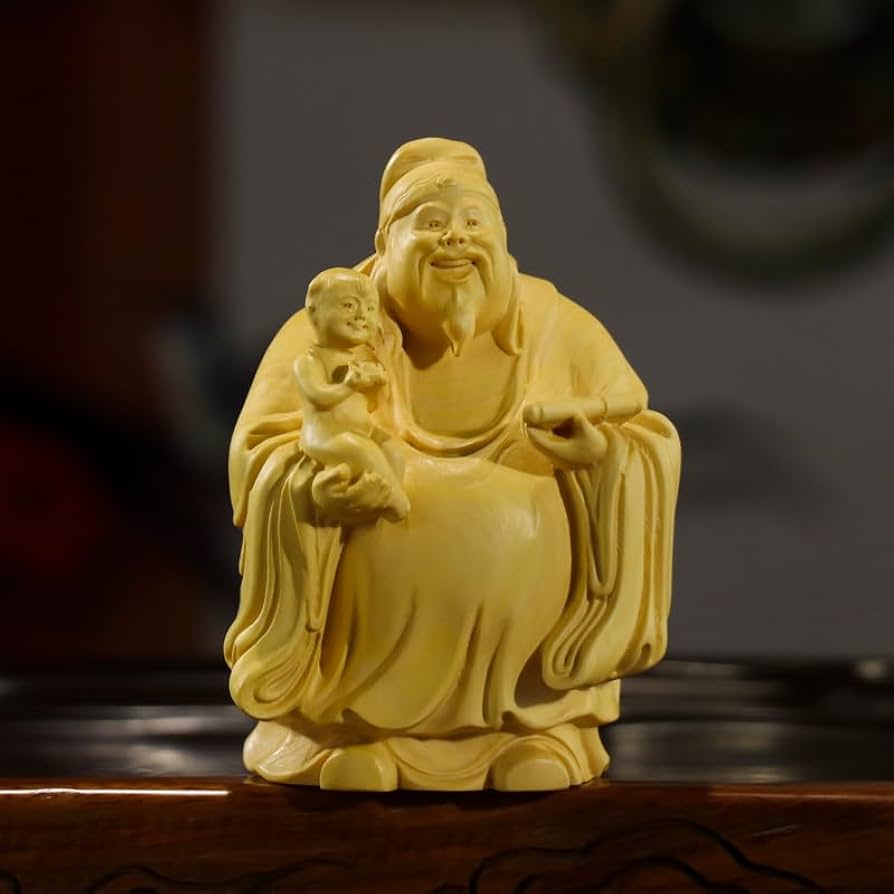 Amazon.co.jp: 開運七福神 福禄寿 彫刻置物 福禄寿三星 お守り 開運