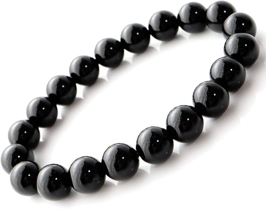 Amazon | [GOLD STONE] モリオン 黒水晶 ブレスレット10mm チベット産