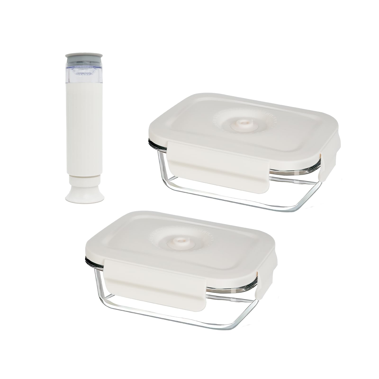 Amazon｜Y K YUKO 融光 真空保存容器 耐熱ガラス 370ML+370ML+手動