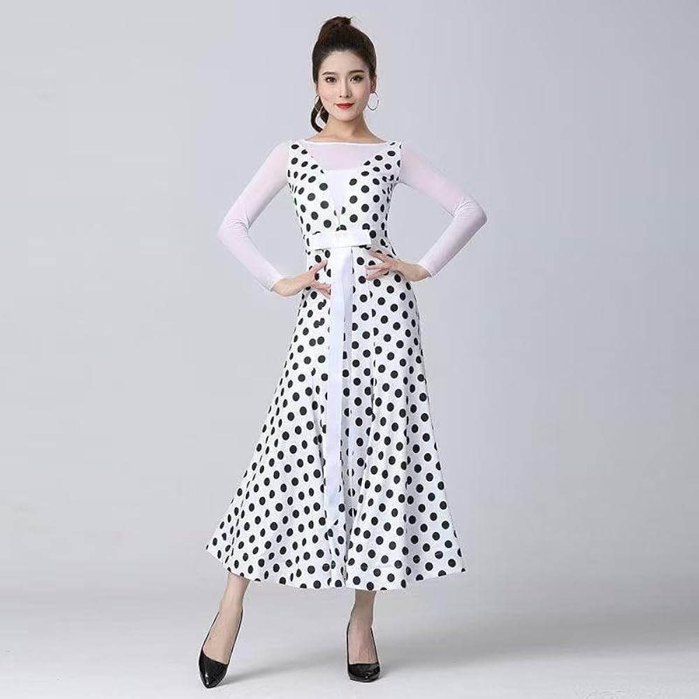 社交ダンス衣装 茶色と青の水玉模様 社交ダンス衣装 茶色と青の水玉