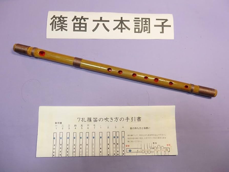 篠笛七本調子 B管・ 唄物 ドレミ調 天地巻 7穴 手引書