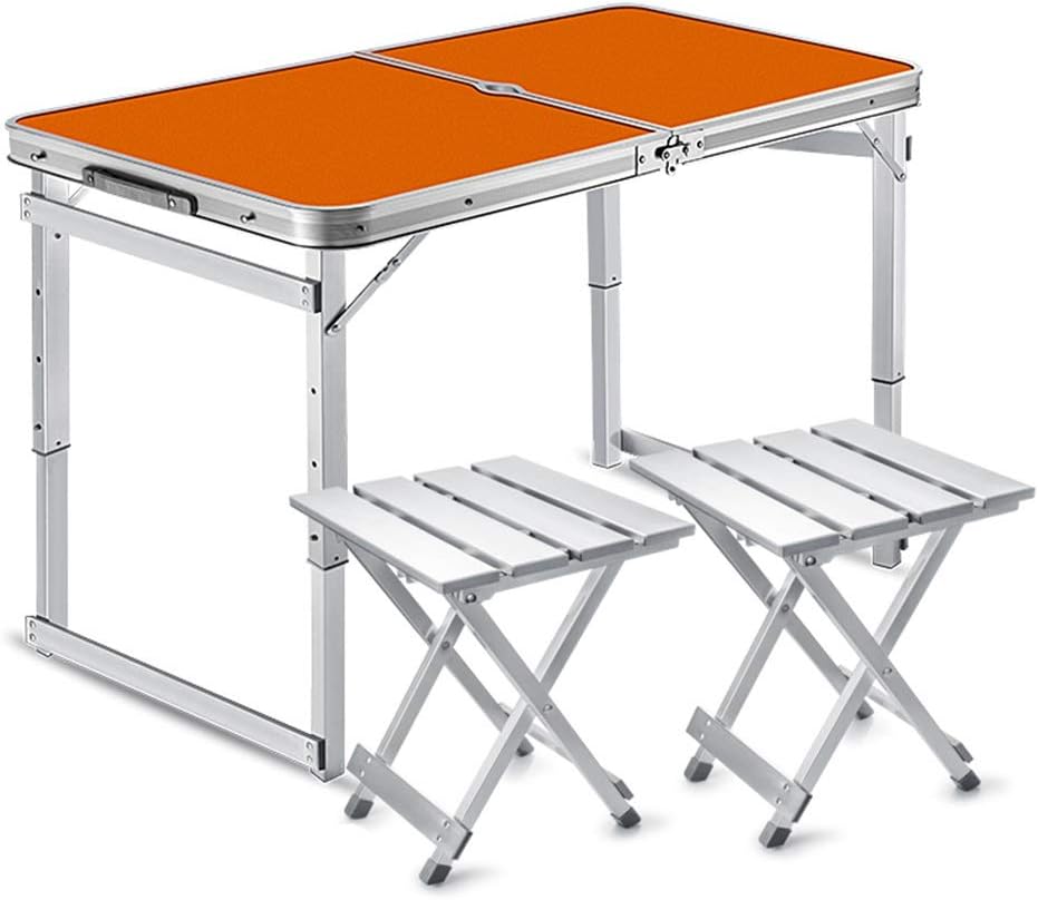 ZXQZ 折りたたみテーブル、スツール2つ付き屋外バーベキューテーブル