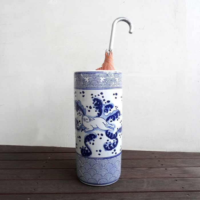 Amazon｜ウッドギャラリー樹 丸傘立 波兎 傘立て 陶器 おしゃれ 和