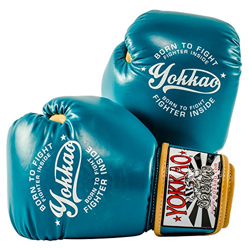 YOKKAO Vintage Boxing Blue Muay Thai Gloves, Kick Boxing, MMA