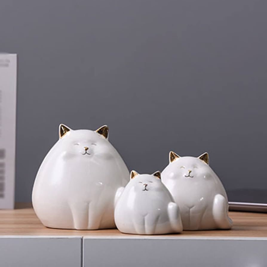 Amazon.co.jp: 猫 置物 インテリアオブジェ ネコ 雑貨 陶器 置き物