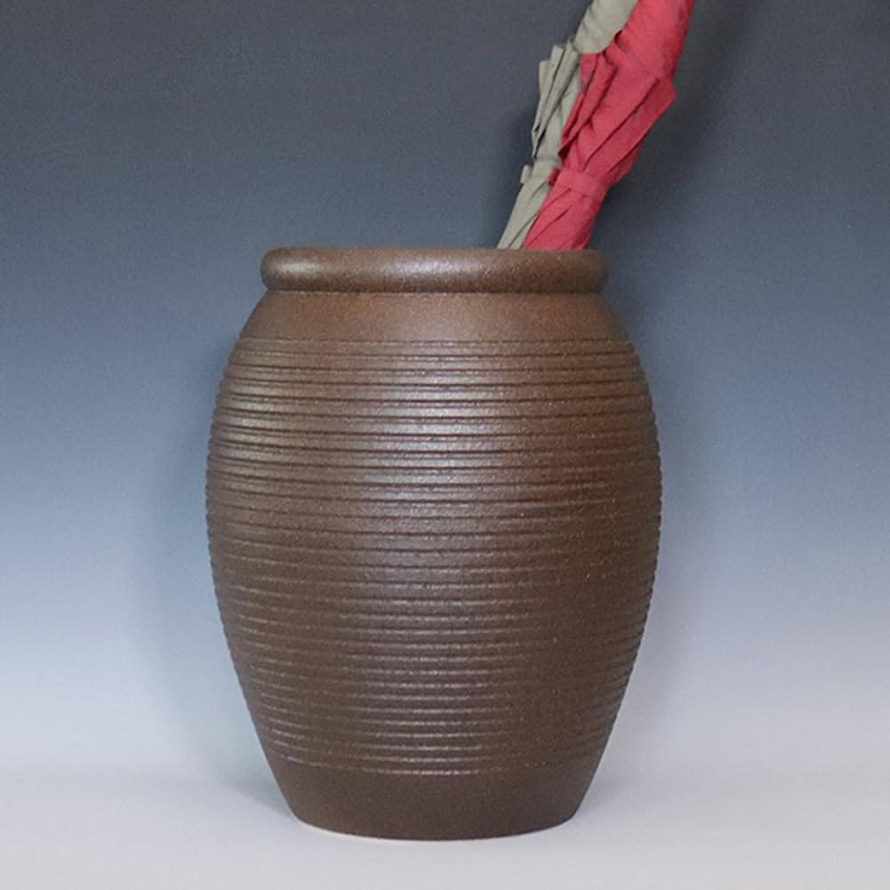 信楽焼つる付き傘立て 壷久郎窯作 高さ45cm（陶器本体のみでつるは