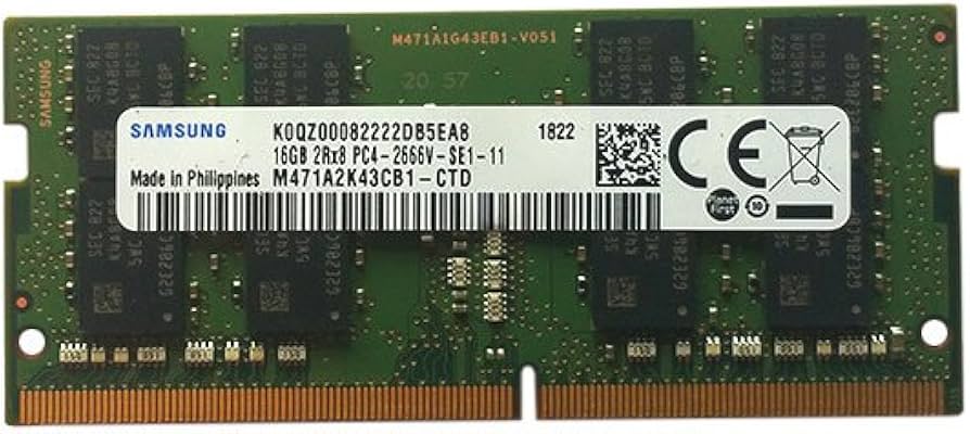 Samsung 16GB DDR4 PC4-21300, 2666MHZ, 260 PIN SODIMM, 1.2V, CL 19