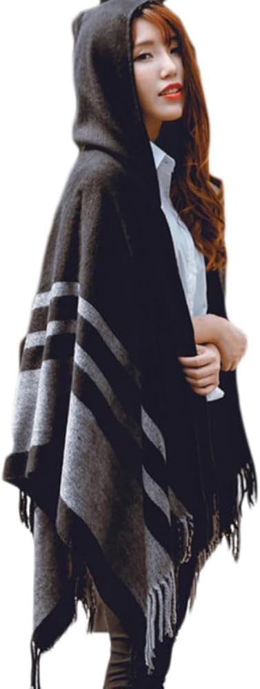 Amazon | [THLD] レディースポンチョ 秋冬ストール フード付きストール