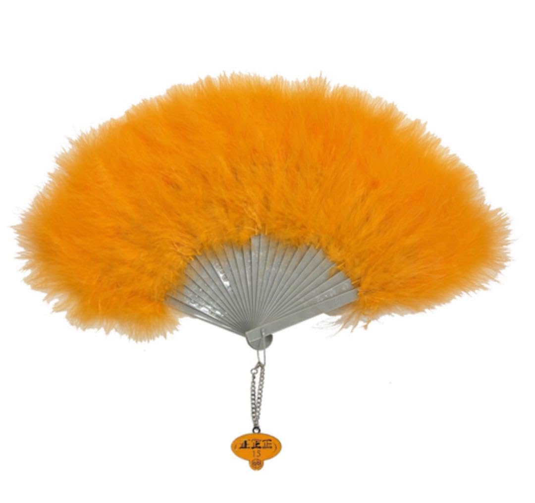 女王蜂 ジュリ扇 オレンジ フェザー 扇子 チェーン付き 女王蜂 ジュリ
