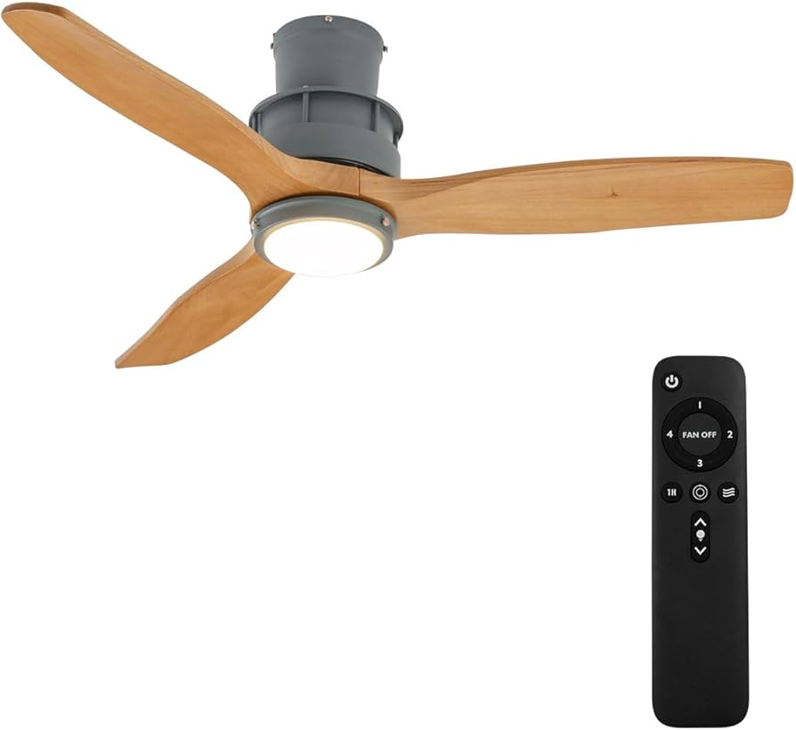 Amazon.co.jp : ぼん家具 シーリングファンライト LED一体型 天然木 調