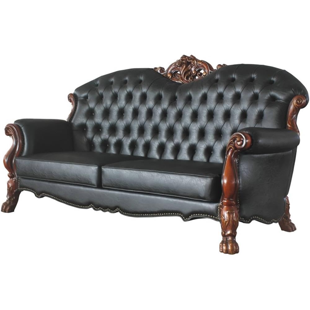 Amazon.com: Acme Dresden Faux Leather Tufted Sofa with 5 Pillows