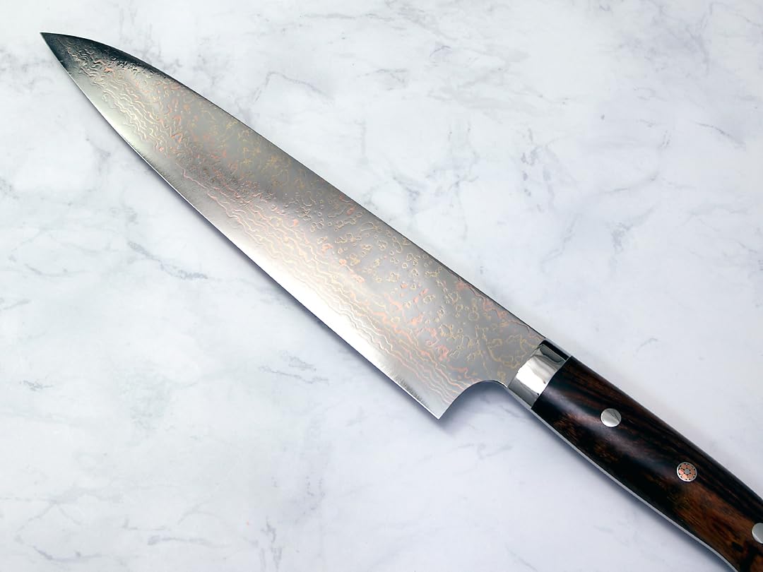 Amazon | 佐治武士作 V金10号W有色ダマスカス 牛刀240 アイアンウッド