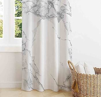 Amazon｜VISALUNA 遮光カーテン ホワイトグレー大理石のテクスチャ