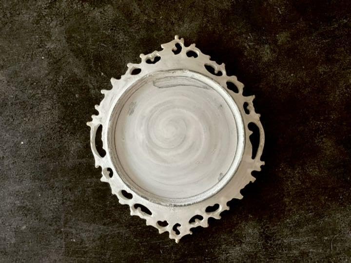 Amazon.co.jp: A ひし形 銀彩 イッチン 陶芸家 伊藤剛俊 皿 陶器