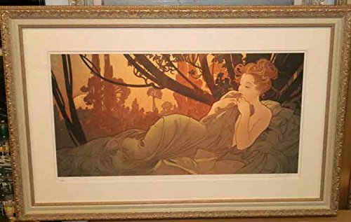 Amazon.co.jp: ミュシャ 黄昏 シルクスクリーン版画 限定300部